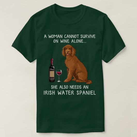 Irish Water Spaniel and wine Funny dog T-shirt (Design voorkant)