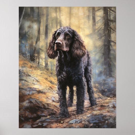 Irish Water Spaniel Dog Art Print Poster (Voorkant)