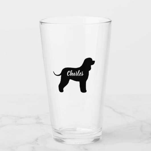 Irish Water Spaniel Dog Silhouette Persoonlijk Glas (Voorkant)