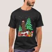 Irish Water Spaniel Dog Wearing Kerstmis Pet Tree T-shirt (Voorkant)