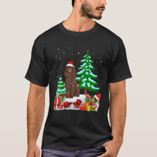 Irish Water Spaniel Dog Wearing Kerstmis Pet Tree T-shirt