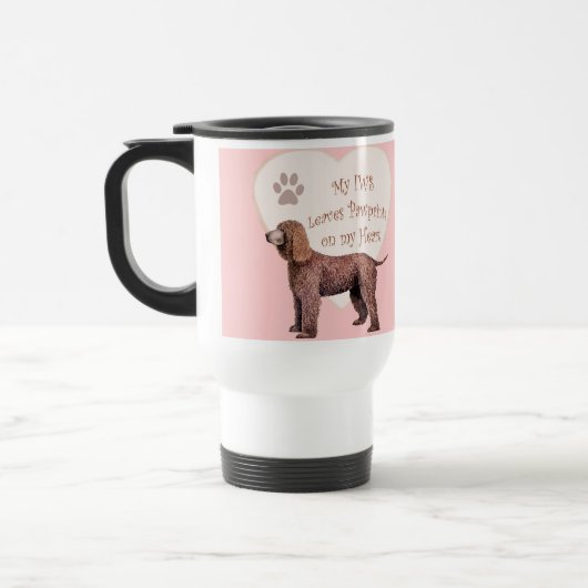 Irish Water Spaniel Pawprints op mijn hart Reisbeker (Links)