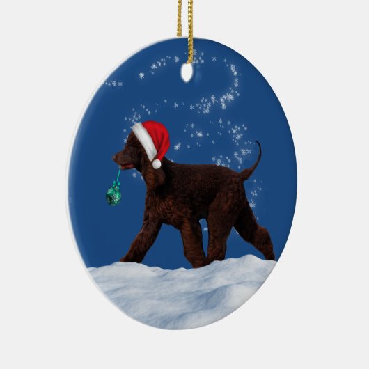 Irish Water Spaniel Santa Kerstmis Ornament (Rechts)