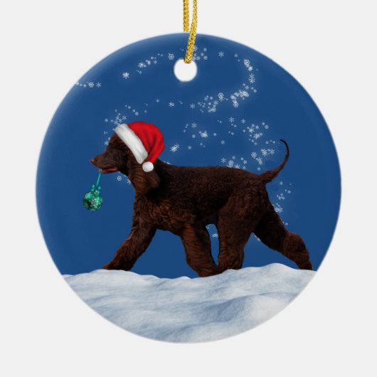 Irish Water Spaniel Santa Kerstmis Ornament (Voorkant)