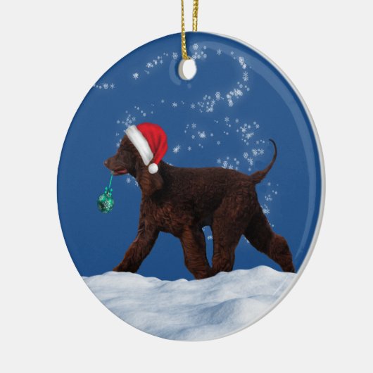 Irish Water Spaniel Santa Kerstmis Ornament (Links)