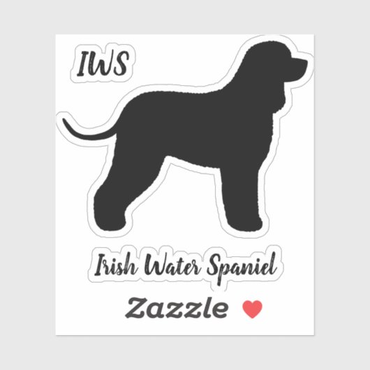 Irish Water Spaniel Silhouette Vinyl Sticker (Vel)