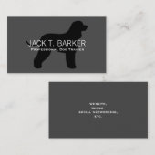 Irish Water Spaniel Silhouette Zwart op Grijs Visitekaartje (Voorkant / Achterkant)