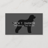 Irish Water Spaniel Silhouette Zwart op Grijs Visitekaartje (Voorkant)