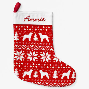 Irish Water Spaniel Silhouettes Patroon Schattige Kleine Kerstsok