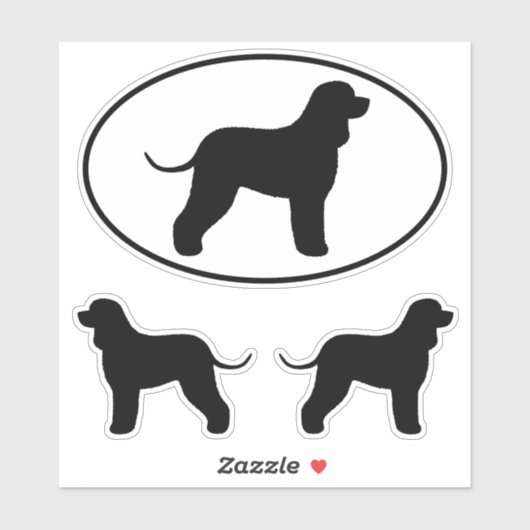 Irish Water Spaniel Silhouettes Vinyl Sticker Set (Vel)