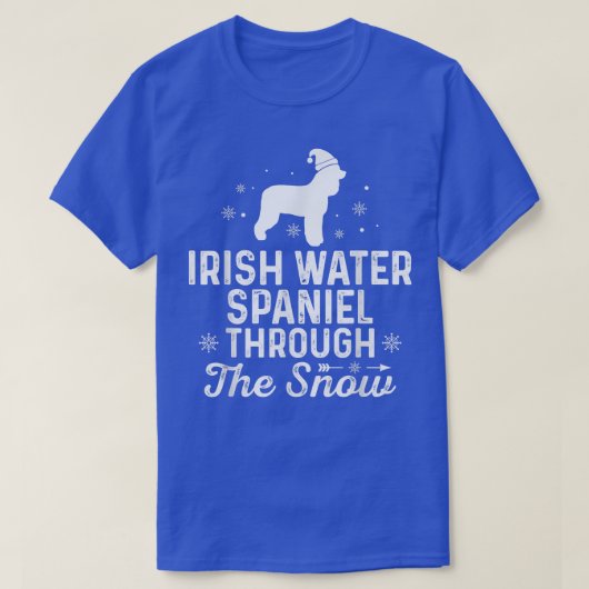 IRISH WATER SPANIEL through the snow Funny Christm T-shirt (Design voorkant)
