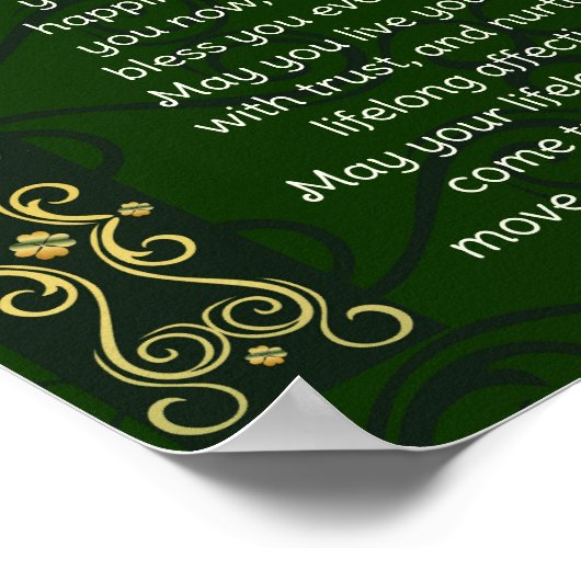 Irish Wedding Blessing Prayer Gold Green Design Poster (Hoek)