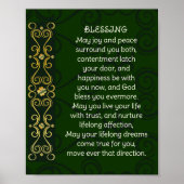 Irish Wedding Blessing Prayer Gold Green Design Poster (Voorkant)