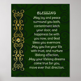 Irish Wedding Blessing Prayer Gold Green Design Poster
