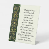 Irish Wedding Blessing Prayer Gold Green Design Reclamebord Met Voetstuk (Voorkant)