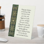 Irish Wedding Blessing Prayer Gold Green Design Reclamebord Met Voetstuk (Insitu)