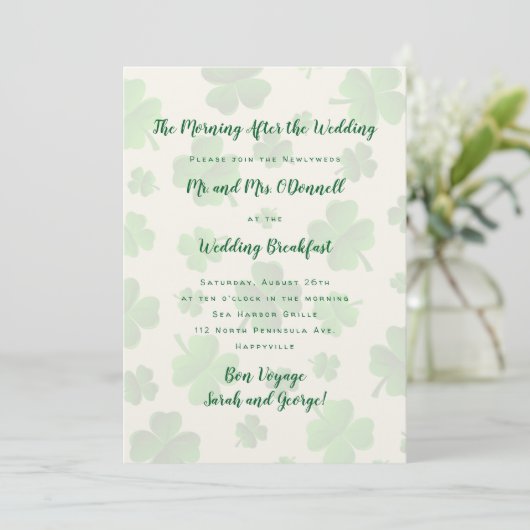 Irish Wedding Breakfast Celebration Invitation Kaart (Staand voorkant)