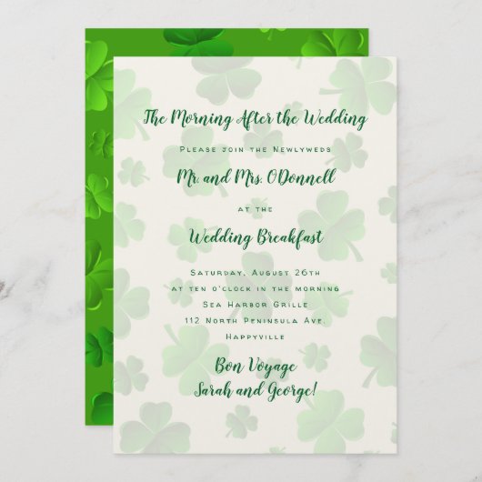 Irish Wedding Breakfast Celebration Invitation Kaart (Voorkant / Achterkant)