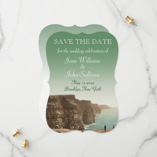 Irish Wedding Cliffs of Moher Save the Date (Voorkant / Achterkant in situ)