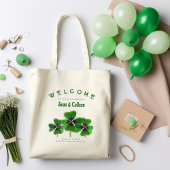 Irish Wedding Custom Welcome Bag Green Clovers Tote Bag