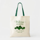 Irish Wedding Custom Welcome Bag Green Clovers Tote Bag (Voorkant)