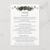 Irish Wedding Details Groene Rozen Bloemenschedels Informatiekaartje (Voorkant)