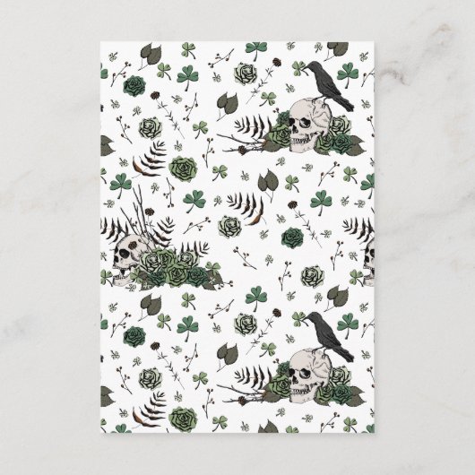 Irish Wedding Details Groene Rozen Bloemenschedels Informatiekaartje (Achterkant)