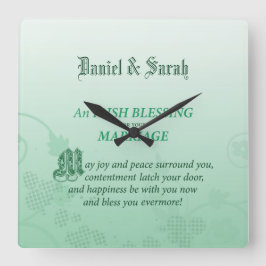 Irish Wedding Gefeliciteerd zegen Vierkante Klok
