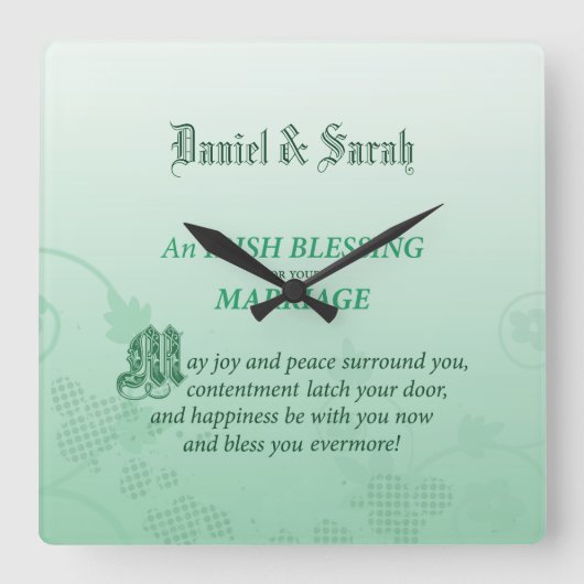 Irish Wedding Gefeliciteerd zegen Vierkante Klok (Voorkant)