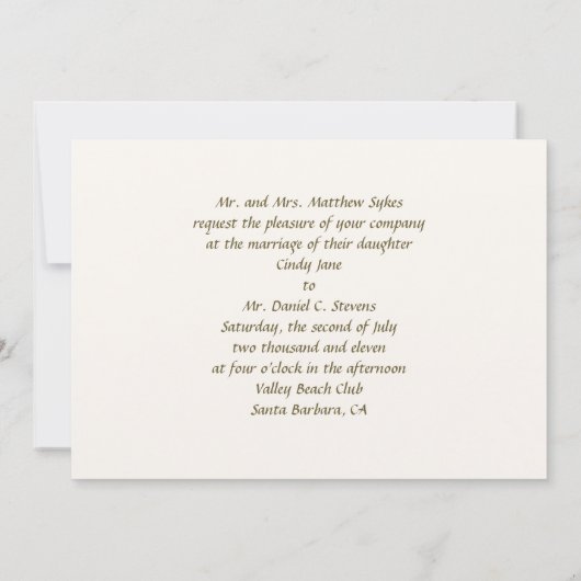 Irish Wedding Invitation Kaart (Achterkant)