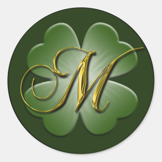 Irish Wedding Monogram M Envelope Seal Ronde Sticker (Voorkant)