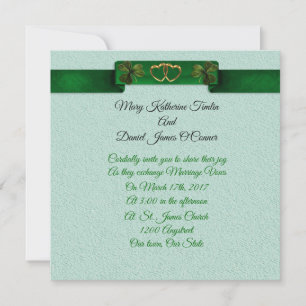 Irish Wedding nodigshamrocks and ribbon Kaart