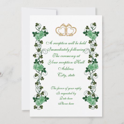 Irish Wedding nodigshamrocks and ribbon Kaart (Achterkant)