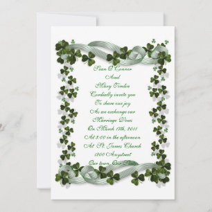 Irish Wedding nodigshamrocks and ribbon Kaart