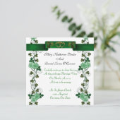 Irish Wedding nodigshamrocks and ribbon Kaart (Staand voorkant)