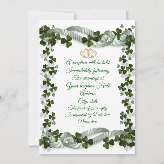 Irish Wedding nodigshamrocks and ribbon Kaart (Achterkant)