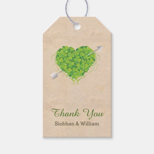 Irish Wedding Shamrock Heart Cadeaulabel (Voorkant)