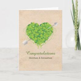 Irish Wedding Shamrock Heart Kaart