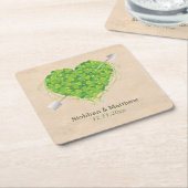 Irish Wedding Shamrock Heart Kartonnen Onderzetters (Schuin)