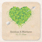Irish Wedding Shamrock Heart Kartonnen Onderzetters (Voorkant)