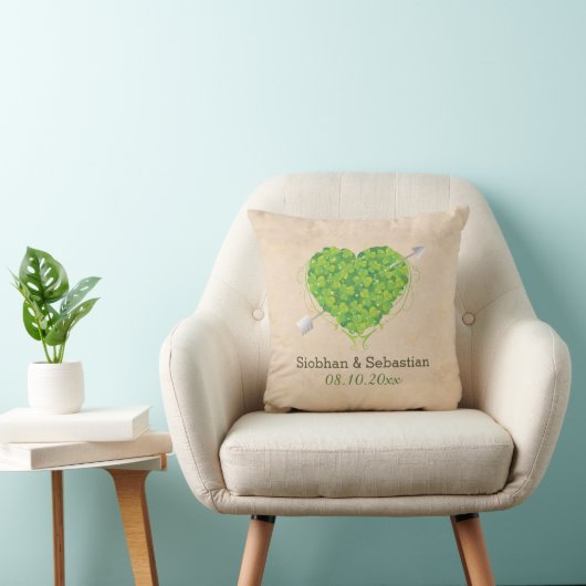 Irish Wedding Shamrock Heart Kussen (Stoel)