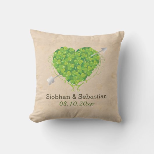 Irish Wedding Shamrock Heart Kussen (Voorkant)