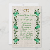 Irish Wedding-uitnodiging shamrocks en groene roze Kaart (Voorkant)
