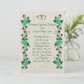 Irish Wedding-uitnodiging shamrocks en groene roze Kaart (Staand voorkant)