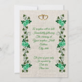 Irish Wedding-uitnodiging shamrocks en groene roze Kaart (Achterkant)