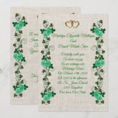 Irish Wedding-uitnodiging shamrocks en groene roze Kaart (Voorkant / Achterkant)