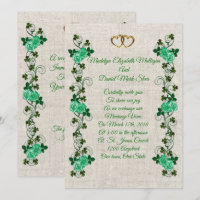 Irish Wedding-uitnodiging shamrocks en groene roze