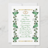 Irish Wedding-uitnodiging shamrocks en groene roze Kaart (Voorkant)