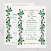 Irish Wedding-uitnodiging shamrocks en groene roze Kaart (Voorkant / Achterkant)