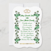 Irish Wedding-uitnodiging shamrocks en groene roze Kaart (Voorkant)